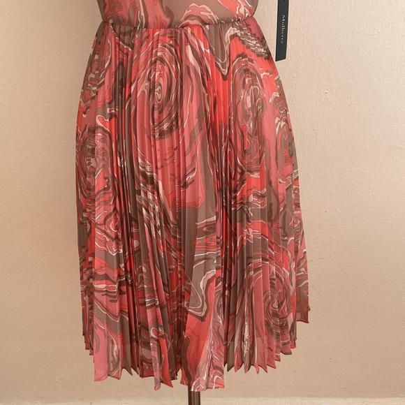 Mulberry Yvonne Marble Chiffon Pleated Dress Size 6 - Picture 2 of 9